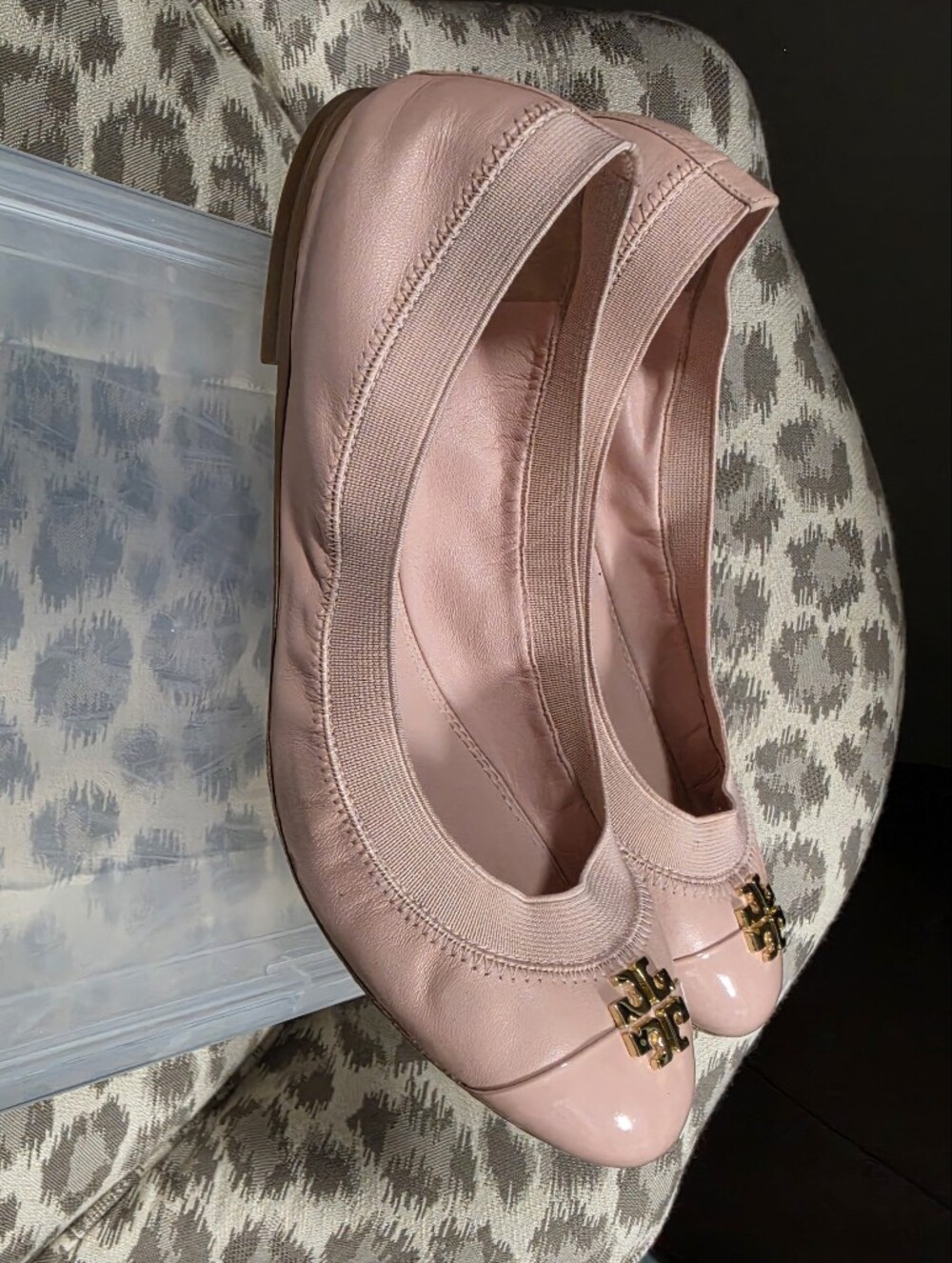 Tory Burch Women's Pink Logo-Accent Ballet Flats
